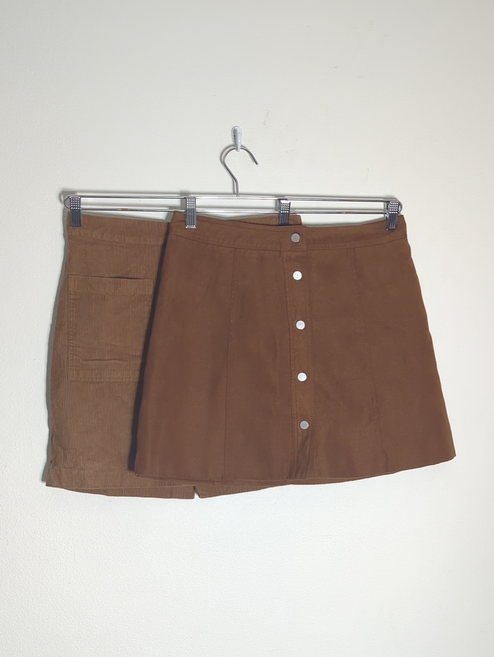 Womens Lot of 2 Mini Skirts Fall Corduroy Brown Autumn Dark Academia Medium 10